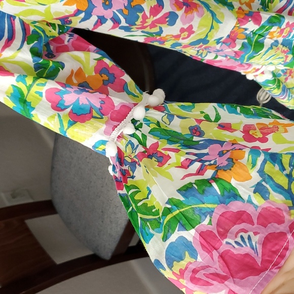 True Destinations Resort Wear Cover Up Dress Floral Pom Pom - Picture 5 of 9